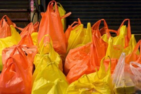 This photograph taken on September 24, 2019 shows plastic bags full of merchandise at Chatuchak market in Bangkok. (Photo by Mladen ANTONOV / AFP)        (Photo credit should read MLADEN ANTONOV/AFP via Getty Images)