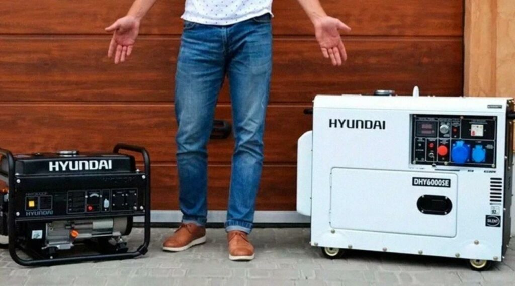 Дизельний та бензиновий генератор поруч один з одним